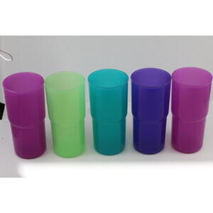 Set of 5 Tupperware Tumblers 2412 (12oz) 2413 (18oz) Jeweltone Vintage 90’s Y2K